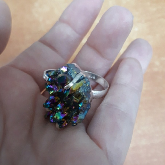 New Titanium Druzy 925 Silver Ring. - Picture 7 of 8